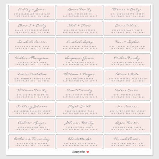 Aanpasbare adreslabels voor huwelijksgasten sticker (Vel)