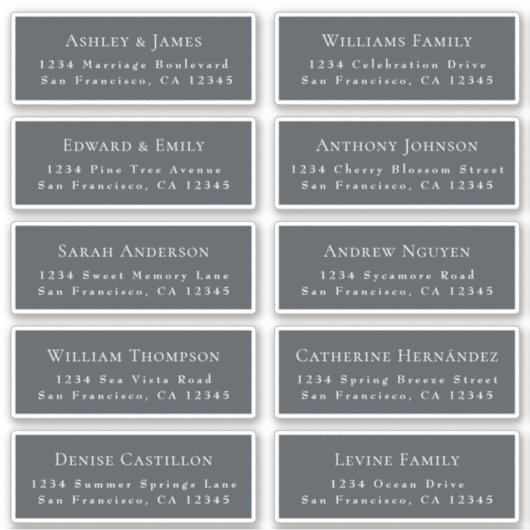 Aanpasbare adreslabels voor huwelijksgasten sticker (Voorkant)