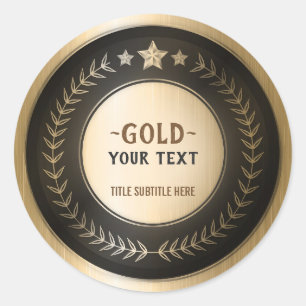 AANPASBARE AFDRUK DIY-MEDAILLE Goud #1 Kampioen Ronde Sticker