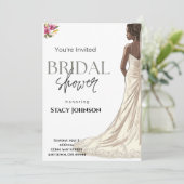 Aanpasbare Afro-Amerikaanse Bruid Bridal Shower Kaart (Staand voorkant)