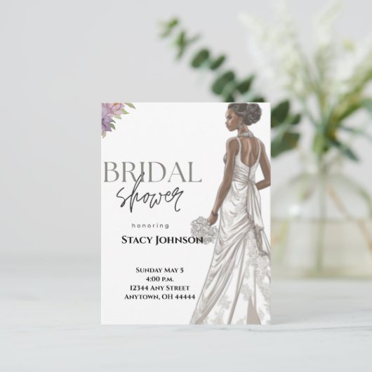 Aanpasbare Afro-Amerikaanse Bruid Bruidsfeest Briefkaart (Staand voorkant)