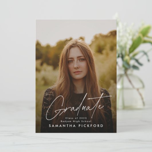 Aanpasbare Afstuderen Photo Post Afstuderen Aankondiging (Staand voorkant)