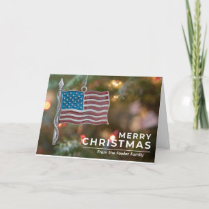 Aanpasbare Amerikaanse vlagornament kerstkaart Kaart