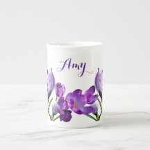 Aanpasbare Amy naam bloemrijke chic paarse krokus