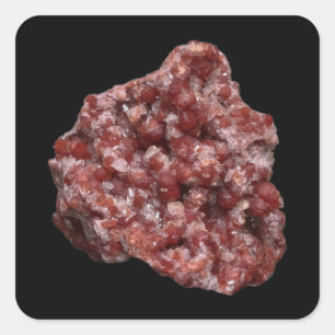 Aanpasbare Andradiet Granaat en Calciet Cluster Vierkante Sticker