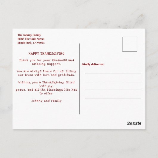 Aanpasbare ansichtkaart " BEDANK DE HERE " Briefkaart (Achterkant)