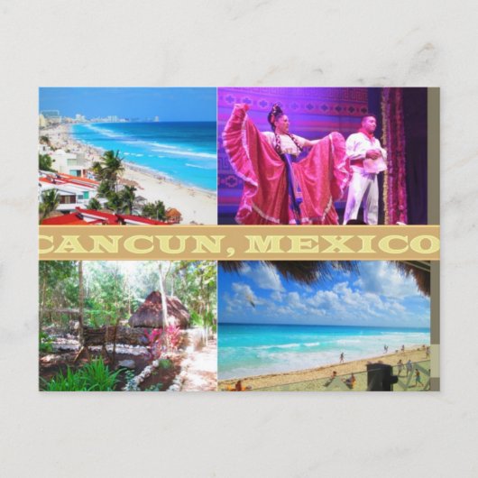 AANPASBARE ANSICHTKAARTEN - CANCUN COLLAGE 9 BRIEFKAART (Voorkant)