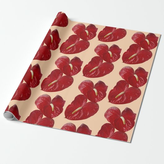 Aanpasbare anthuriums achtergrond cadeaupapier (Uitgerold)