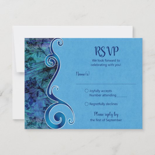 Aanpasbare Aqua Blauwe RSVP Kaart (Voorkant)