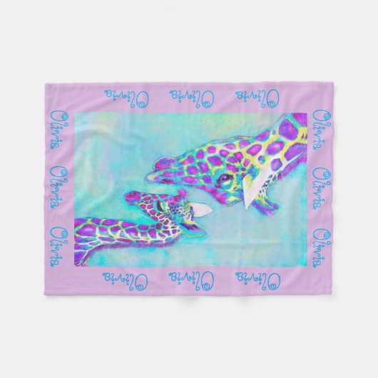 aanpasbare aqua en paarse giraffe blanket fleece deken (Voorkant (Horizontaal))