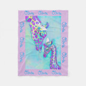 aanpasbare aqua en paarse giraffe blanket fleece deken (Voorkant)