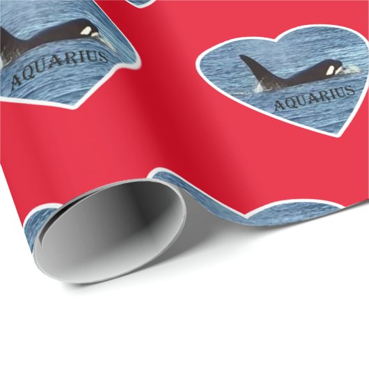Aanpasbare Aquarius Orka Moordwalvis Rood Cadeaupapier (Rol Hoek)