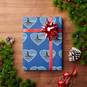 Aanpasbare Aquarius Orka Zwart-wit Blauwe Cadeaupapier