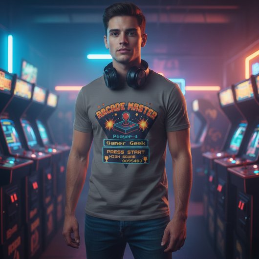 Aanpasbare Arcade Master Retro Gamer T-shirt