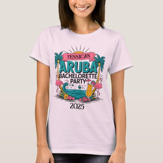 Aanpasbare Aruba vrijgezellenfeest T-shirt (Voorkant)