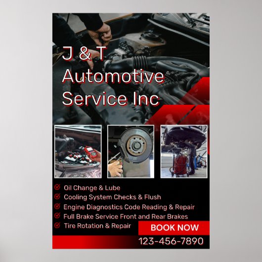 Aanpasbare Auto Reparatie Garage Service Lijst Met Poster (Voorkant)