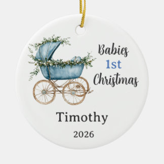 Aanpasbare baby 1e kerst voor jongen keramisch ornament