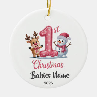 Aanpasbare baby's 1e kerst keramisch ornament