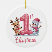 Aanpasbare baby's 1e kerst keramisch ornament (Achterkant)