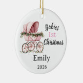 Aanpasbare baby's 1e kerst voor meisje keramisch ornament (Rechts)