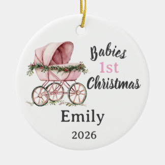 Aanpasbare baby's 1e kerst voor meisje keramisch ornament