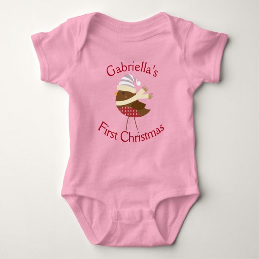 Aanpasbare baby's eerste kerst baby vogel romper (Voorkant)