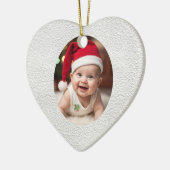 Aanpasbare Baby's Eerste Kerstmis Hart Keramisch Ornament (Links)