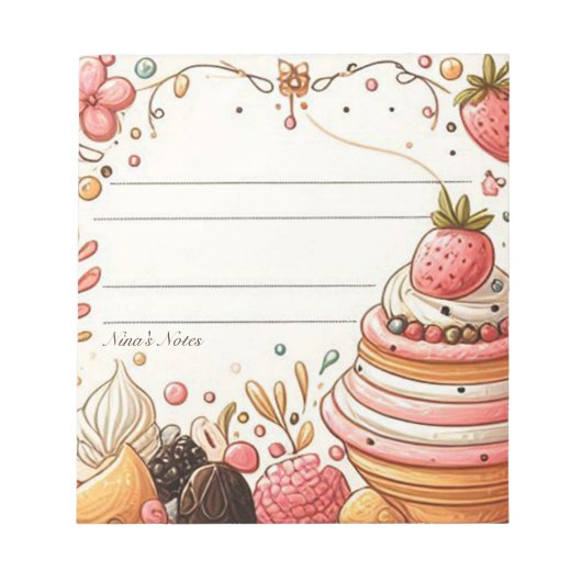 Aanpasbare Baker's Pastel Desserts Notitieblok (Voorkant)
