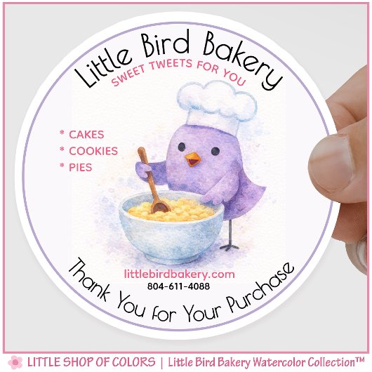 Aanpasbare Bakkerij Bakwinkel Waterverf Ronde Sticker