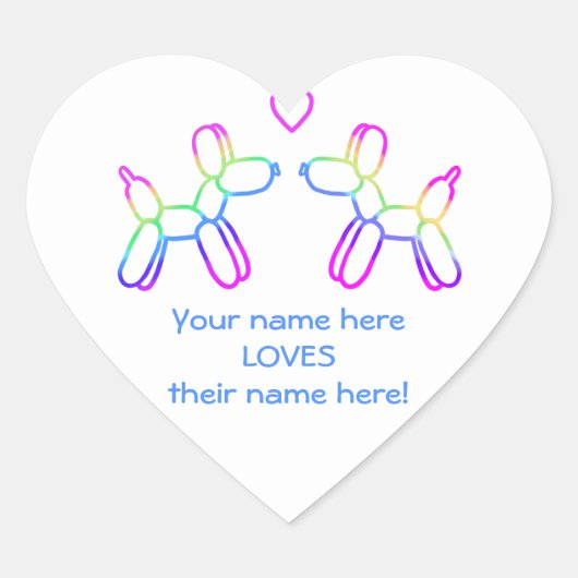 Aanpasbare Ballon Honden Hart Sticker (Voorkant)