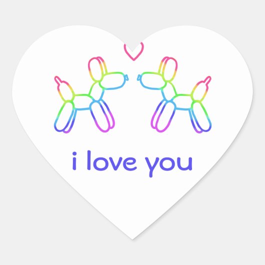Aanpasbare Ballonhonden Hart Sticker (Voorkant)