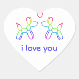 Aanpasbare Balloon Dogs Hart Sticker