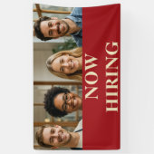 Aanpasbare Banner met Glimlachend Personeel en Tek (Verticaal)