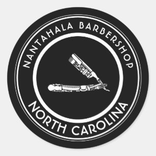 aanpasbare barbershop razor icons klassieke ronde  sticker