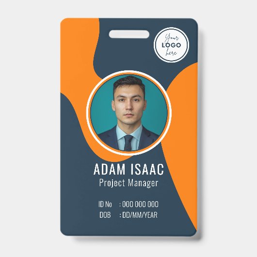 Aanpasbare Barcode Logo Naamlabel Personeel Badge (Voorzijde)