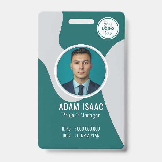 Aanpasbare barcode naamkaart logo personeel badge (Voorzijde)