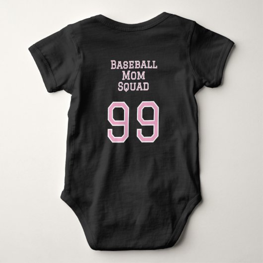 Aanpasbare Baseball Moeder Team Bib Romper (Achterkant)