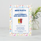 AANPASBARE BBQ VERJAARDAGSFEEST KAART (Staand voorkant)