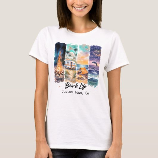 Aanpasbare Beach Life T-shirt (Voorkant)