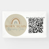 Aanpasbare bedrijfsnaam & QR-code Spandoek (Horizontaal)