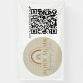 Aanpasbare bedrijfsnaam & QR-code Spandoek (Verticaal)