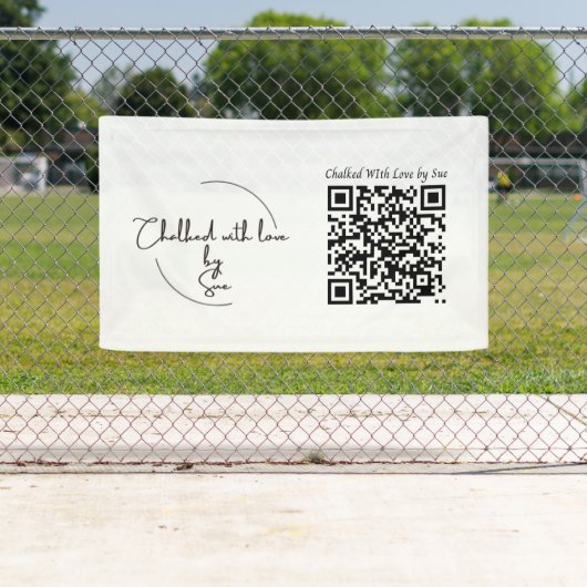 Aanpasbare bedrijfsnaamlogo en QR-code Spandoek (Insitu)