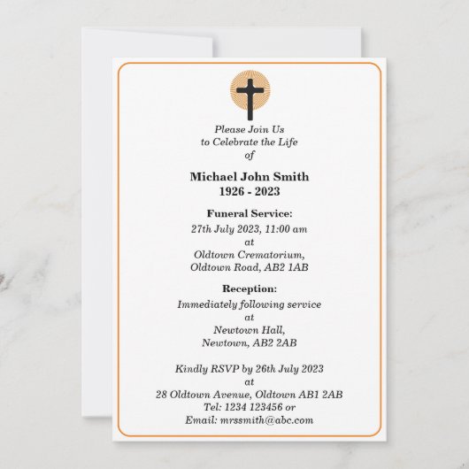 Aanpasbare begrafeniskruis ceremonie kaart (Voorkant)