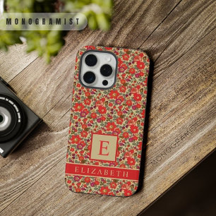 Aanpasbare Beige Tane Bruin Rode Paarse Bloem iPhone 15 Pro Max Case