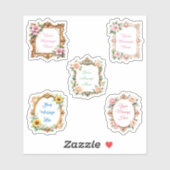 Aanpasbare Bericht in Bloemrijke Frame Stickers (Vel)