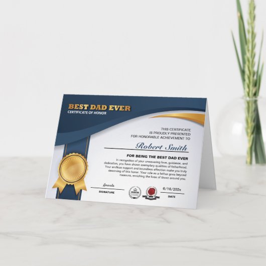 Aanpasbare Beste Papa Ooit Award Kaart (Voorkant)