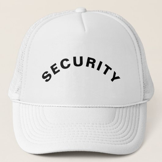 Aanpasbare BEVEILIGING Tekst Statement Wit Trucker Pet (Voorkant)