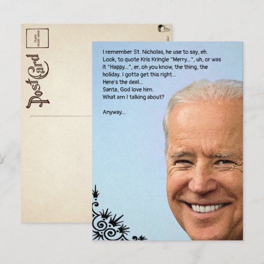 Aanpasbare Biden Kerstkaart Briefkaart (Voorkant / Achterkant)