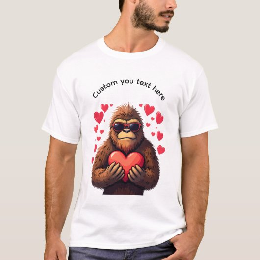 Aanpasbare Bigfoot en Valentijnse  T-shirt (Voorkant)
