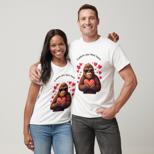 Aanpasbare Bigfoot en Valentijnse  T-shirt (Unisex)